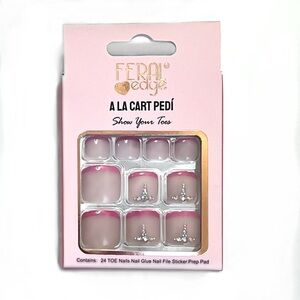 Feral Edge A LA CART PEDÍ French Pink Press On Toenail Set w/ Rhinestone Design